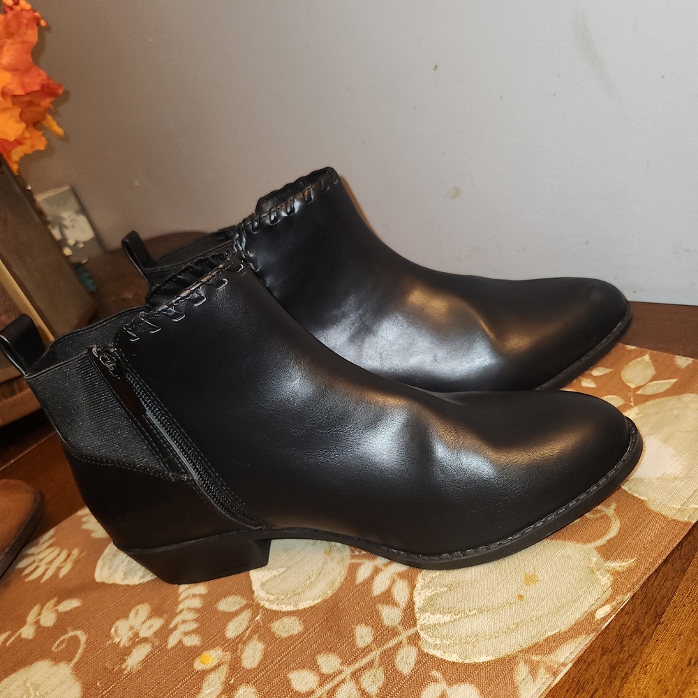 Torrid Black Leather Ankle Booties